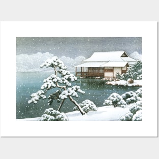 Snow at Kiyosumi Garden by Kawase Hasui Posters and Art